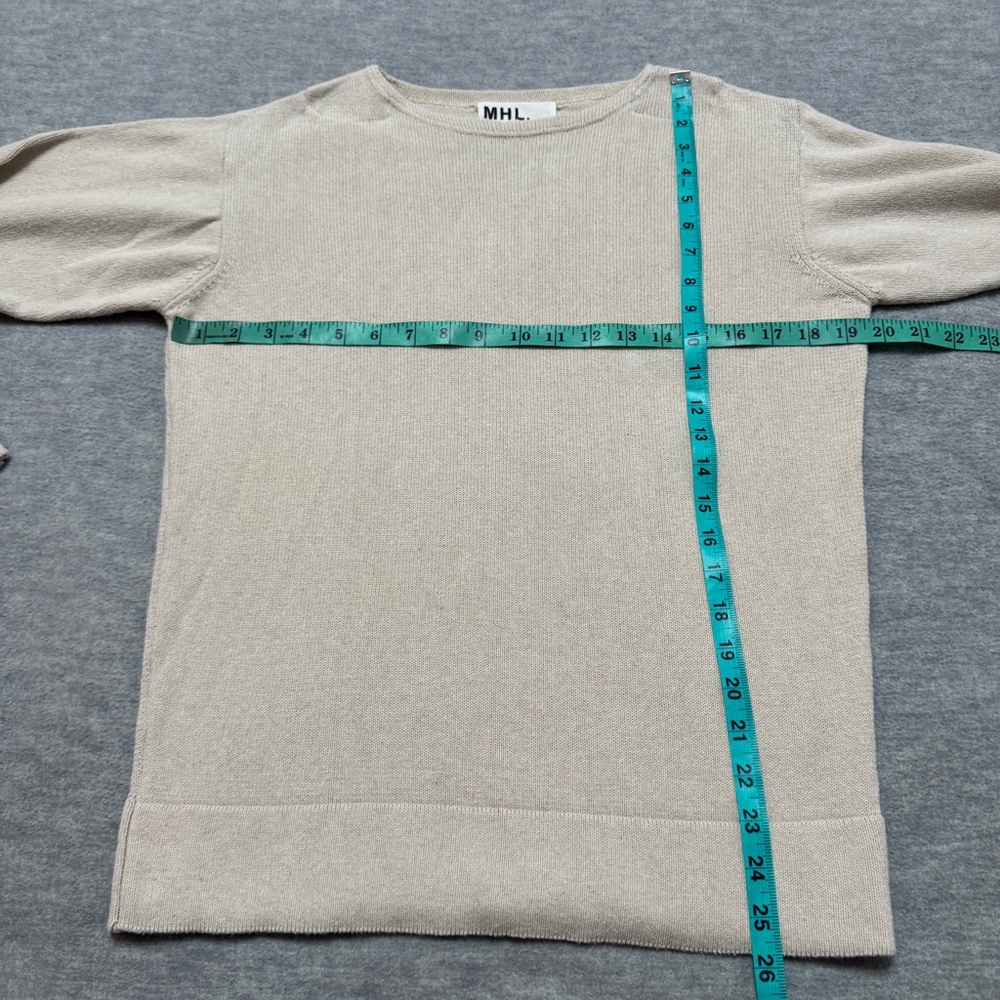 Margaret Howell MHL sz M Womens Sweater Crew Knit Cotton Linen in Natural - Picture 8 of 8